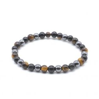 Pulsera 6mm Proteccion, Obsidiana Negra, Hematite, Ojo de Tiigre